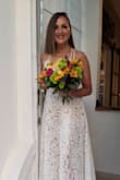 I took a chance on this dress for my 25-year wedding beach renewal ceremony. I thought it might be too revealing for me, but it was so perfect. I felt like a million bucks in it. I thought I would be a medium (I'm a size 6), but the small fit like a glove. - Danette R.