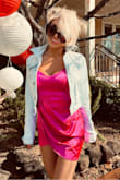 I love this dress the color is amazing and it fits very well has some stretch - Julie H.