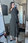 I really really like this dress. The only reason I am returning it is because the zipper goes all the way up the back to the nap of the neck and I live alone and have no one to zip it for me so I know I wouldn't wear the dress and it would sit in the closet. It's a cute day time dress would be perfect for brunch or a spring wedding guest. Otherwise the dress is really flattering, great square neck line, sleeves are flattering on the arms and the material doesn't showcase the tummy area. I think it's perfect for my midsize girls !! - Sydney B.