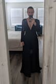 This dress is absolutely stunning! I have purchased this dress to wear in a fall wedding and I am so happy with my purchase. It fits like a glove! I will have to adjust the bottom, as is a little long but this dress so sexy, elegant, flowy,.. I am in love. I am usually a medium but after reading the reviews I ordered a size small. And it was the right call.. - Ingrid R.