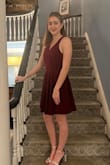 Bought a size small and the Dress fit perfectly. Nice material and classy looking. - Ruth H.