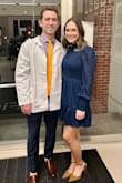 I got this dress for my boyfriend's white coat ceremony and it was perfect! The fit was true to size - I'm 5'5" 130 lbs and got a size Small. I loved the subtle sparkle in the sheer, mocked neck line, and sleeve detail. Excellent quality! - Kristen S.