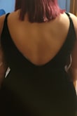 I loved this dress! It's beautiful and so flattering. I loved that the fabric was thicker and very forgiving. No panty lines to be seen. You do need to wear a bra with a low back or pasties. I have a small waist but am thick through the butt and thighs and this dress still fits perfectly. The top shows the perfect amount of cleavage while remaining tasteful as does the leg slit. - Elizabeth F.