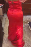 Beautiful dress the color is exactly like the picture material has some stretch, it was hard for me to close the back but it does fit lol - Isela V.
