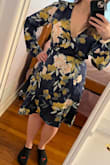 since it's a true wrap dress, 100% tie together, it does take a bit of fiddling but can really fit to your exact body. I also LOVE the sleeves (balloon?) Wearing to a wedding in the fall! - Claire S.