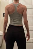 Pictures were very accurate. I was happy the XS was small enough for me because sometimes that's a problem with ribbed tanks. You'll need a good strapless bra or a lot of confidence because the material isn't thick enough to hide anything and the racerback is too thin to hide bra straps. - Christine L.