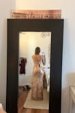 This dress is so flattering and beautiful in color. It is a little itchy if you have sensitive skin but that is my only complaint!!! Highly recommend! Also wearing 2.5 inch heels in the photo - Marli R.