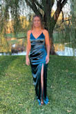 I wore this dress for my sister's wedding. What I love is the color and silhouette. The fabric and fit feel great. I am 5' 5" and wore 3 1/2" heels. The adjustable straps are a nice added feature. - Natalie M.