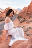 I purchased this dress for an anniversary photoshoot in the Mojave Desert and it was perfect! The dress really helped to create the romantic boho look we were going for and was super flattering. I was able to do easy-moderate hikes in it too. I'm usually a size 2 dress, but the x-small was the perfect size! If you're deciding whether or not to get it - get it! - Sarah Z.