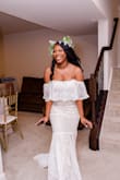 This dress is absolutely beautiful exactly as pictured. The fabric is very gentle it ripped a bit in the hips when I first tried it on but that's not on the quality it's on my hips. I was able to fix it easily. - Tiara S.