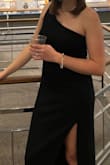 I wore this dress to a gala and it was so comfortable and elegant. The fabric is nice and thick and has the right amount of stretch. The high slit makes it sexy, and with heels I didnt even need to have it hemmed! I ordered a Medium and it was perfect. I cant wait to wear it again! - Lauren M.