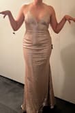 The dress was just ok. The top looks kind of weird but the rest looks good. I normally wear M but I went L, which helped to fit in the body (but a bit loose in the bust) and long enough to just hit the top of my feet. It is a beautiful dress but not for this body - Maria D.
