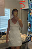 I first ordered this in XS for my wedding reception and sent it back because it JUST fit, but sitting and dancing in it, there was no give. Finally S came back in stock and it was much more comfortable. I have a small chest so I will have to alter the straps (easy to do), but other than that & exactly what I wanted and great quality. I think it comes down to how fitted you want it to be and how much moving you'll be doing! Obsessed with removable bow. - Rebecca A.