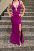 Gorgeous color.  You can not wear a bra but used tape so the dress would stay put.  Lots of compliments.  I wore it for a black tie optional wedding.  I'm a 00 for reference with an athletic build. - Lora S.