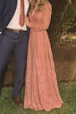 Love this dress! The quality is amazing. Perfect for colder weather. It was a little long (even while wearing heels) so I had to be careful not to step on my dress. 
The only complaint I have is the string used to tie the dress is insanely long. However, it's beautiful and worth the money! - Allison D.