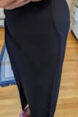 The dress for better than expected. I normally get mediums but opted for a small and it was form-fitting but not suffocating. I used fabric tape to hold down the chest part because it is quite low and feared a slip would happen. I have 4 stars because the hem on the hip has a divot in it. I tried repositioning it but could get it flat/straight. Wore the dress bc no one could see it at night and I could cover it with my hand/clutch for pictures. - Erin H.