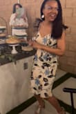 This dress was perfect for my recent birthday party! I felt absolutely amazing in it! I recently lost just over 25 pounds and this was the perfect dress to show off my trimmer figure! I bought a size small and did have to get the straps adjusted but otherwise the fit was perfect.  I love the style of the dress and that it can be dressed down or dressed up, depending on shoes and accessories. I went for a more elegant look since I was celebrating my Nifty 50! - Tamari J.
