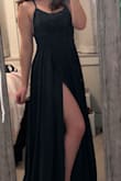 Love the material and the length. The dress is simple but the slit adds so much to it. The color is exactly what I was looking for and I'm obsessed! (Pics don't do the color justice) - Stephanie G.