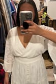 Overall, the dress is cute! I think it's perfect for a baby shower, summer brunch, etc. My only issue is that the bust area has a weird fit&.making it loose looking and I constantly have to shift the dress around so it sits nicely. I have a smaller bust so maybe that's why. I could prob size down to a small since there's some stretch to the dress. - Melody M.