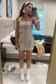 I am so obsessed with this dress. It fits perfectly!  I love that it has some give to the fabric so you can move around. I wore this on my bachelorette for a disco theme and it was amazing. - Morgan C.