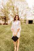 This dress is just a little short, but I don't mind. I am taller, so it makes sense but the material is thick and the dress is so beautiful. Loved wearing it for grad pictures! - Madisyn M.
