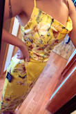 I really wanted to keep this dress but I just couldn't get over how weird the cowl neck laid! It stuck out too much, like there wasn't enough fabric for it to elegantly droop like a true cowl neck. Other than that the dress was beautiful, fabric was great, and fit perfectly. Sucked sending it back because it was the perfect shade of yellow too! - Hannah O.