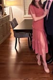 This dress was perfect for my event. It's classy with a little *umph* the leg slit is absolutely STUNNING. It is high so I will warn you if that's not what you're looking for but if not I dare you to try. The capped slit sleeves also add a simple elegant touch that is perfect. The color is exactly as pictured and it was very nicely made. I got a small but could have easily gotten an extra small for a tighter fit - Gabrielle S.
