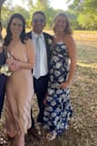 This was a perfect dress for a wedding.  Bust line is so pretty and bonus no bra needed! The high slit was also nice. Colors were even prettier in person. - Jennifer H.