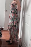 Very cute, comfy and flowy. Got loads of compliments on it. I took away one star because it is very long. Even with 3 inch heels on the back was dragging on the floor. The zipper also gets stuck. - Alyssa T.