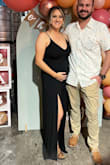 I love this jumpsuit!! I wore this for a wine tasting weekend a year ago and again at my baby shower while 31 weeks pregnant. Stretchy material that will flatter you no matter how your body changes. Love the slits too! - Erica S.