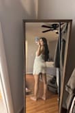 I determined the dress wouldn't be too short based off of the model who was a small and 5'9". Turns out I forgot to take into account my big booty. It is waaayyyyy too short, I have no idea how the model pulled it off. Tbh if I didn't need it for my bachelorette I'd probably return it cause I won't be able to wear it again. It's a shame though, it's a beautiful dress and fits great! - Michelle S.