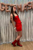 This dress was absolute perfection. I wore it out for a bachelorette party in Nashville and it didn't move all night! Through all the walking and dance moves I was covered and comfortable. This dress is a MUST! - Breanna L.