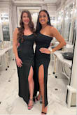 I was pleasantly surprised by how well this dress fit. The material is so comfortable and the slit didn't ride too far up. I was able to wear my spanx underneath the dress. Only thing that got annoying is the white hanger straps kept hanging out of my dress even after I attempted to tuck it (seen in second photo). Would deff order this same dress in a different color! - Devin H.