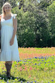 I wore this dress for a random "engagement" photo session in the bluebonnet fields. I think it's a perfect summer dress. Would look great with sandals, and wedges, dressed up with a denim jacket, or just how it is. It's a little smaller in the bust area but wasn't any sort of issue for me. - Elise S.