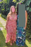 I love this dress. I used it for my engagement party. It looks beautiful and of great quality. Feels fresh and works great for Spring and Summer season. Has some light golden details on fabric that male it look really nice. - Lorena F.