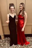 I adore this dress! Initially such as past dresses I have ordered from Lulus, I was a little bummed when I first received the dress. I just felt like it wasn't what I was wanting, and not lining up with the picture. That being said, as always once I put it on (especially on my special night) it was so classy and fit my prom theme casino royal very very well. Won't lie, it was a bit snug but nothing I would worry about. I did have to take the straps in but I'm smaller chested so that was a bit expected. I am 5'5", and even with 3" heels it was still pretty long. I didn't have time to hem it, but if you are around my hight or shorter, I would recommend it. - Laci H.