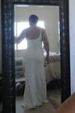 The material is a little stretchy so it will give a little. I bought 2 other dresses in a M, which is what was suggested based on my measurements. But had to return those 2 because it was small around  my bust. They were different material. 
So I ordered this one in a M and a L in a different style, same material, to make sure I'd get one that fit. 
The L fit lose and the M was perfect! I'm 5'4 so I have to alter the length and tucked in a little on the waist... curvy problems lol
But I absolutely love it! Feels heavy and good quality. It has a lining which helps if u want to wear undergarments, they won't show. It's very pretty and simple, just what I was looking for my wedding anniversary on the beach. - Angie D.