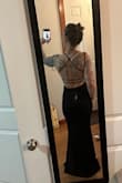 Love this dress. Quality made, thicker stretchy material so no need for a bra. Also gives you room to move/dance in. Hugs you in all the right places. Sexy yet classy! The back is bomb =£ - Amy T.
