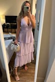 The choice of this dress in lavander color was perfect for a spring wedding! I paired it with champagne sandals and a purse from Lulus as well! Beautiful and elegant. - Sofia G.