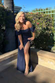 This dress was great for my body shape and small chest. It hugged the right places and I felt like a Queen. The slit is high and sexy but not so high it shows things you don't want to. LOVE this dress and the navy blue was gorgeous. - Christina M.