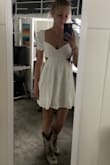 Bought this for my graduation, I love the way it fits, the material is soft. I was concerned it would be see through, but it is well lined and not at all see through. - Mattie J.