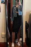 Definitely fits very snuggly/hugs the curves so I wore some shapewear shorts underneath to smooth things out and avoid panty lines. Elastic on the shirt straps isn't as stretchy as the rest of the outfit but it still fit really well! - Kaitlyn R.