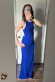 I ordered 3 different dresses for an upcoming event. This ended up being my second favorite. It was tricky to get on, but the quality was excellent and it felt really nice when it was on. The only thing that kept it from being my number one was the way that the seam across the waist combined with the straps across the back made my torso look kind of chunky. I can't really explain it. I think maybe if my boobs were a bit bigger I might not have had that problem. Still a really nice dress but I decided against it. - Aimee D.