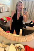 I was very hesitant to buy from Lulus, I thought the clothes would run small and short but I'm very pleasantly surprised. Everything was well made and the dress actually ran big. I went with the XL & could've gone with a large because the halter straps were super long and I had them tied all the way to the end. The split looks very high and open in the listing photos but I had to make an effort to show my leg because there is so much material. If you're worried it might be "too open" it's not...I'm 205 38 DD (no bra was needed). I always considered myself tall but I'm a mom/grandmother and apparently shrinking as we speak. I was always 5'11 but now I'm 5'8-5'9 (my husband is 6'4), my youngest 15 yr old daughter is always happy to report how short I'm getting lol...I'm wearing flat sandals in the photo. I felt very comfortable and confident in this dress and I would definitely buy another dress from Lulus if my husband ever takes me out again!!  lol... - Angela S.