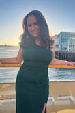 Beautiful and elegant. I'm 5'4 and in 3 in heels the hem just grazes the floor so it's a great length. No bra necessary and the material is great! Easy to dance, run, and walk in. - Sydney M.