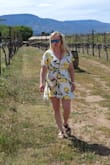 Wore this first for Easter then on a Wine Tour. I got compliments at every winery! It was tight in my shoulders & shorter than expected when sitting (I have broad shoulders). One definitely has to wear a tank or cami underneath! Based off reviews/size guide a (M) was purchased (can't return).  The overlap of material isn't sufficient because any breeze & your underwear is showing. Maybe a (L) would've fit better but I never buy/wear (L) dresses.  It's cute but some adjustments have to be made. - Melissa T.