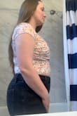 Im larger in the belly and small to medium chest, I'm in-between sizes (m/l) and typically prefer medium sizes. I read a lot of lulus clothes shrink after normal wash, so I sized up. It's perfect to slightly large in the chest, very flattering, lots of room. I prefer a bit more coverage so this ended up working well for me. One negative: it's impossible to snap. I had to snap it, then step into it. The snaps are more toward the rear than the front. It's a cheeky bodysuit not thong which I did like. - Rachel B.