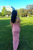 Wore this to a friend's wedding and the fit was true to size.  I'm pretty petite and didn't have to worry about any slippage throughout the night! The color was fitting for Spring too. - CYNTHIA H.