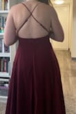 I purchased a few different dresses to find a style I like for a bridesmaid dress for a friend's wedding. This dress has a very flattering cut and fit my waist very well. The open back is lovely, but the straps were very thin and a little tricky to get adjusted and have lay nicely. I didn't end up keeping it because it didn't fit my chest quite right and had some gapping around the sides. If I had sized down it would have been too snug on my waist. Overall a great dress, just not quite right for me! - Kailey M.