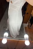 I got this dress for my bridal shower/engagement photos. It is so comfortable, fits perfectly everywhere besides needing to be hemmed a bit. And even though it's a white dress, it really isn't see-through (I'm wearing navy underwear in the second picture and you can barely see it) - Jenna T.